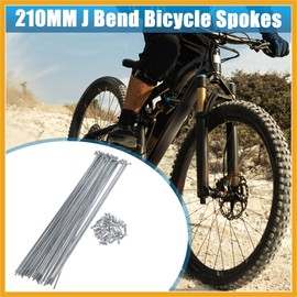 Partuto 36pcs 14G J Bend Bike Steel Spokes 8.27" Cycle Spokes with Nipples Replacement