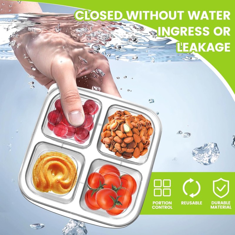 LATERN 25Pcs Bento Snack Containers, 16CM x 16CM 4 Compartments