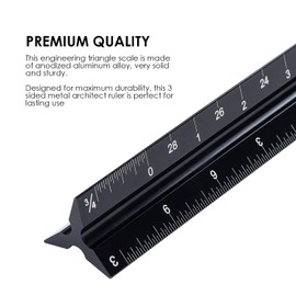 Architectural Scale Ruler, EYLEER 12 inch Imperial Aluminum Architects Scale Ruler Triangular with Imperial Measurements for Architects, Artists,Draftsman, Engineers,Laser-Etched Markings,2 Pack