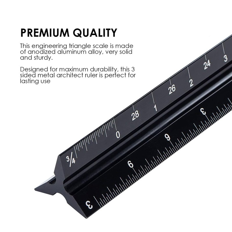 Architectural Scale Ruler, EYLEER 12 inch Imperial Aluminum Architects Scale