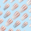 Hkanlre Nude Gradient Fake Coffin Nails Tips Press on Nails