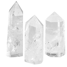 jsdde Clear Rock Crystal Quartz Specimen Tumbled Stone Polished Healing Stone Cleaning Rods Point 6 Facet Reiki Chakra Meditation Therapy Stones