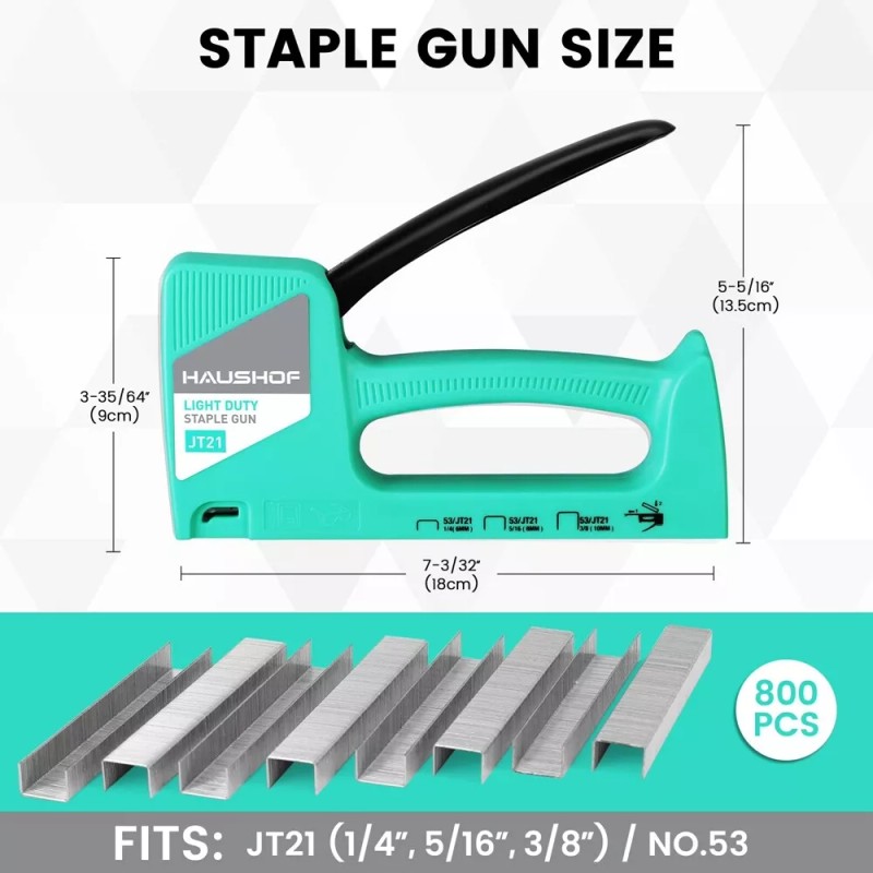HAUSHOF Light Duty Staple Gun Upholstery Staple Gun w/Remover 800PC