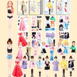 Magnetic Dress Up Dolls, Magnetic Doll Dress Up Kits Magnetic Paper Dolls Pretend Play Set for Girls Ages 4 Years and Up Kids Travel Activities Road Trip Car Ride Interactive Learning Imagine (D Set)