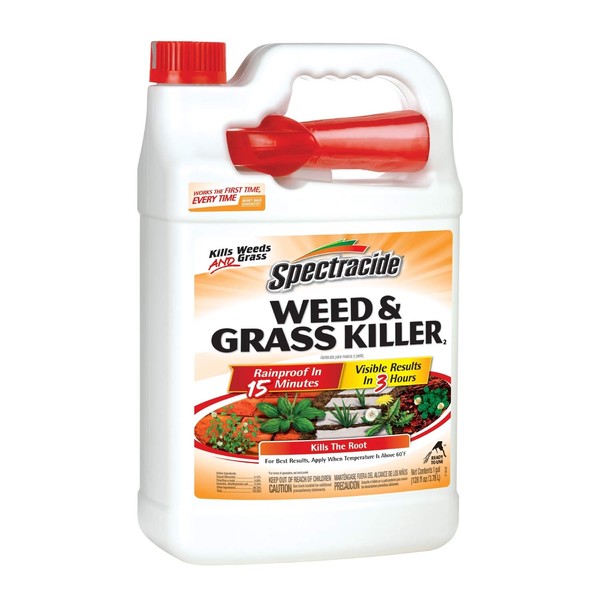 Spectracide Weed & Grass Killer, Use On Driveways, Walkways and Around Trees and Flower Beds, 1 Gallon (RTU Spray)