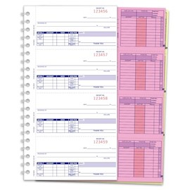 Coil-Bound Cash Receipt Books with Heavy Stock Cover (Form AA-138NC-1S2L) - 8.5" × 11" 3-Part (White, Pink, Canary) Carbonless Paper, 3 Internal Perforations - 200 Receipts/Book - Pack of 2