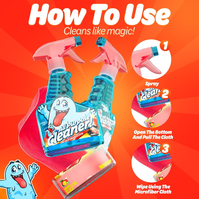 Gunk Getter Spray Bottle with Microfiber Cap 16oz All Purpose