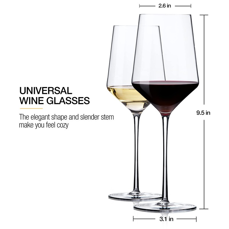 OJA White Wine Glasses Set of 4- Modern Crystal Hand