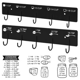 SoeKoa Premium Measuring Cups and Spoons Hanging Rack with stick, Measuring Cup Organizer Rack Suitable for Kitchen Hanging Cups and Spoons, Including Screw and Adhesive Mounting (Stickers+Measuring)