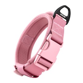 OneTigris Dog Collar, Especially for Small Dogs, Padded Soft Martingale Collar with Plastic Buckle and Aluminium Alloy Ring, Adjustable Collar with Handle, Pink, XS (25-33 cm)
