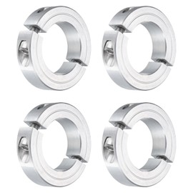 sourcing map 4Pcs Double Split Clamp-On Shaft Collar for 1-3/8" Shaft, Two-Piece Clamping Collar 2-1/4" OD, 9/16" Thickness, Aluminum Alloy Set Screw Split Collar Clamp