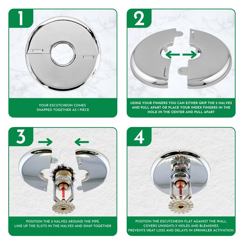 Retrofit Fire Sprinkler Escutcheon Cover Plate 1/2" IPS - Flat