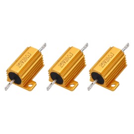 uxcell 3pcs 25W 20Ω 5% Aluminum Housing Case Resistor Wire Winding Resistor Screw Tap Chassis Mount Gold