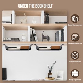 Neiteli 2 Pack Under Desk Shelf - Under Desk Storage Shelf Metals,Under Desk Organizer - Black Under Shelf Storage for Office Tables & Workstations（11 Inch）