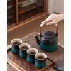 ZENS Vintage Japanese Tea Set, Gradient Embossed Ceramic Japanese Teapot