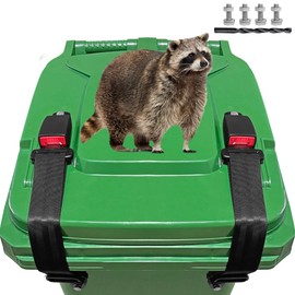 2PCS GAMKII Trash Can Lock, Buckle Type Garbage Lock with Durable & Adjustable Security Strap, Semi-Automatic Trash Bin Locks, Universal Lid Buckle for Raccoon, Bear, Dog Animals Proof