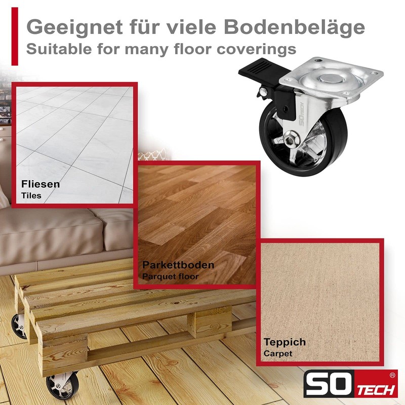 SOTECH Set of 4 Shift Design Castors Diameter 50 mm