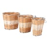 WHAMVOX 3pcs Rattan Woven Storage Basket Stylish Desktop Organizer for