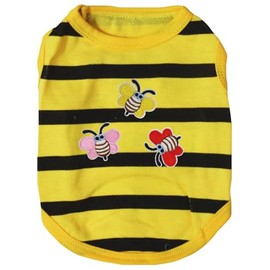 Petitebella Triple Little Bees Puppy Dog Shirt (Yellow/Black Stripes, Medium)