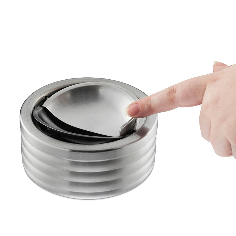 Relaxdays Wind Ashtray, Set of 3, Hinged Lid, Outdoor &