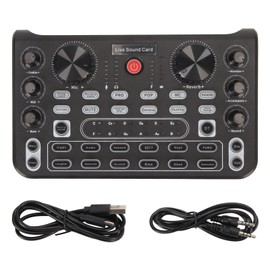 Live Sound Card with Multi Sound Effects Bluetooth Noise Reduction Sound Mixer Board for Mobile Phone Karaoke Broadcast