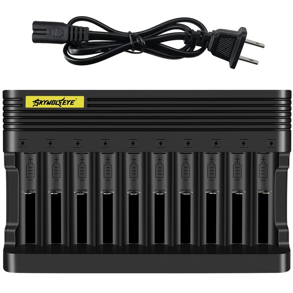 Skywolfeye - Cargador de batería universal para baterías recargables 18650, 26650, 14500, 16340, 18500, 10440, 18350, 17670 (ión de litio)