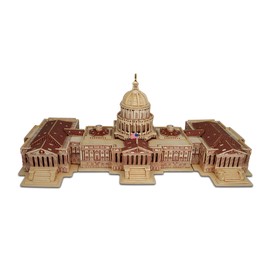 Puzzled 3D Puzzle The US Capitol Building Wood Craft Construction Model Kit Educational DIY Wooden Toy Assemble Model Unfinished Crafting Hobby Puzzle to Build and Paint for Decoration 277 Piece Pack