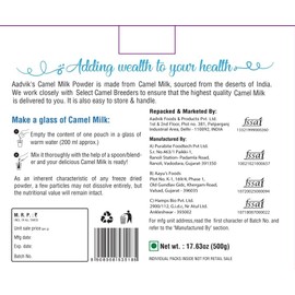 Aadvik Freeze Dried Camel Milk Powder | Pasture Grazed | Pure and Natural | Whole A-Grade Non GMO Shelf Stable Milk Powder 17.68 Oz | 0.707 Oz x 25 Sachets