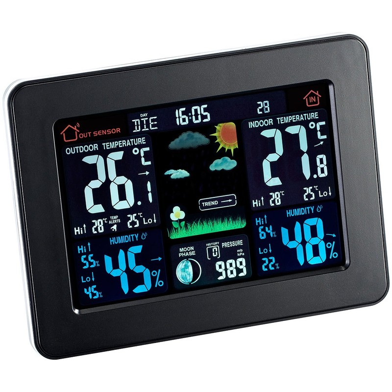 Infactory Weather Station with Colour Display Wireless Outdoor Sensor, DCF/Good