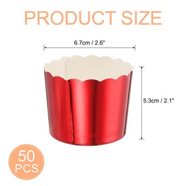 sourcing map 50pcs Cupcake Wrappers for Wedding, Paper Baking Cups, and Muffins Liners for Birthday Wedding Party Supplies Red
