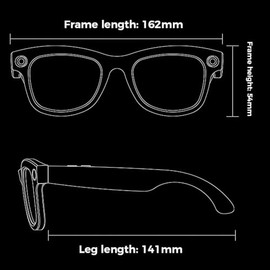 Gafas de Cámara Inteligente, Cámara HD HD 5MP 1080p, Traducción de 26 Idiomas, Llamadas Telefónicas de Reproducción de Música Ai Gafas Inteligentes (L