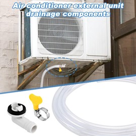 QWLWBU Air Conditioner Drain Hose,3/10 Ft Portable AC Drain Hose Universal Air Conditioner Drains Kit Replacement with Hose Connector and Clamp,Window AC Unit Parts(10FT,Color:Clear+Yellow+Grey)