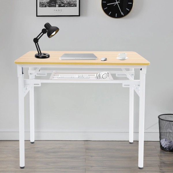 Unbranded Folding Computer Desk, Foldable Desk, Folding with Storage Rack