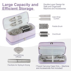 BAGCRAZY BAGCRAZY Travel Carrying Case for Shark Flexstyle Revlon Hair Dryer Airwrap, Double-Layer Airwrap Travel Case Shark Hair Tools Storage Bag for Airwrap Styler and Attachments, Purple