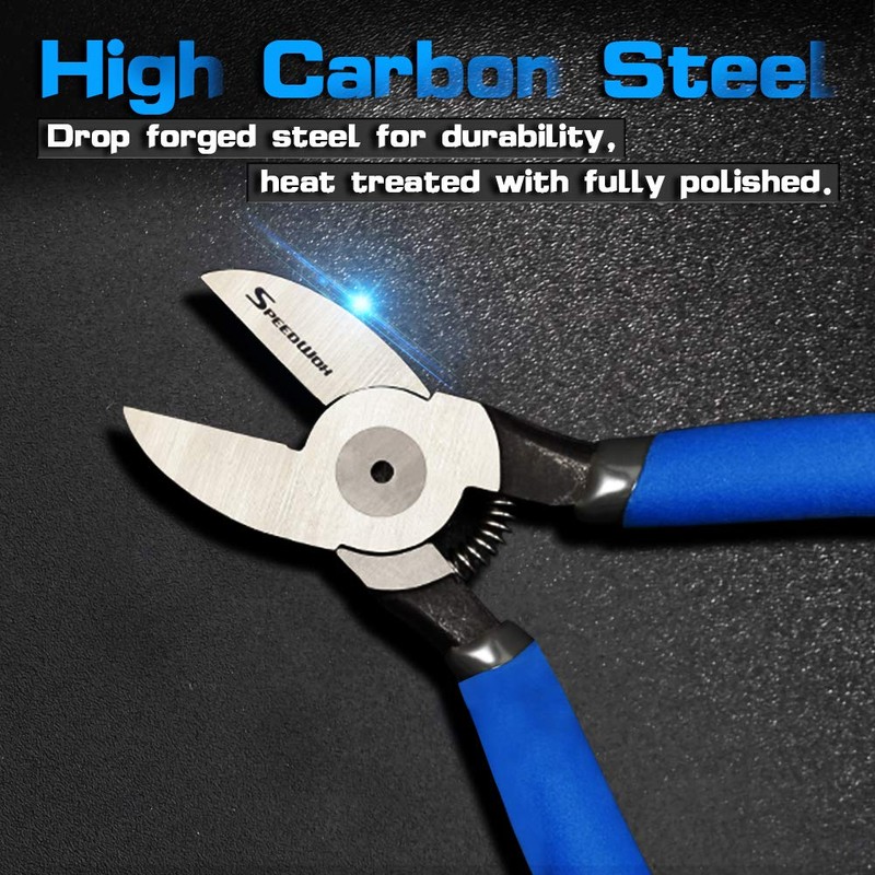 SPEEDWOX Flush Cutters 7 Inches Flush Cut Plastic Nippers Angled