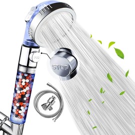 Nosame Shower Head with Hose Bracket, High Pressure Water Saving 3 Mode with ON/Off Pause Function Spray Filter Filtration RV Handheld Showerheads 1.6 GPM for Dry Skin & Hair Spa