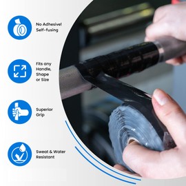 Core Prodigy Fusion Grip Tape - Silicone Rubber Wrap for Pull Up Bars, Barbells, Dumbbells, Sports and Gym Equipment, Weights and Tool Handles (10 Foot, Blue)