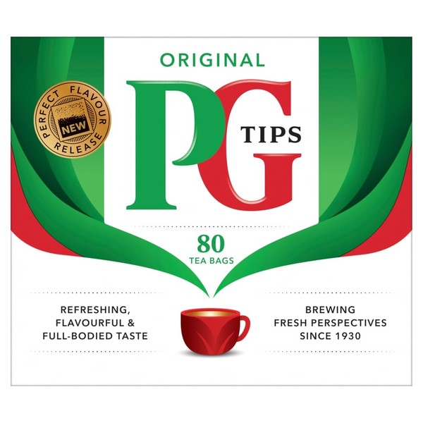 PG Tips Original 80 Black Tea Bags, Refreshing Full-bodied Taste, 60 Second Brew Time