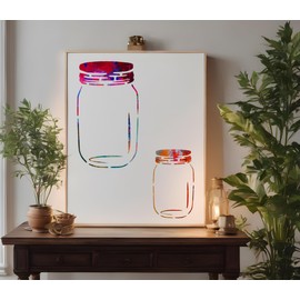 Mason Jars Stencil Template Reusable for Painting on Walls, Wood, Arts and Crafts (360) - 8.5 x 11 Inches