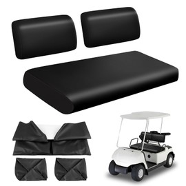 ZWPARTS Golf Cart Front Seat Covers Staple On Replacement for Yamaha G-11 / G-22 Golf Cart Seat Black Micro Fiber Leather Seat Cover