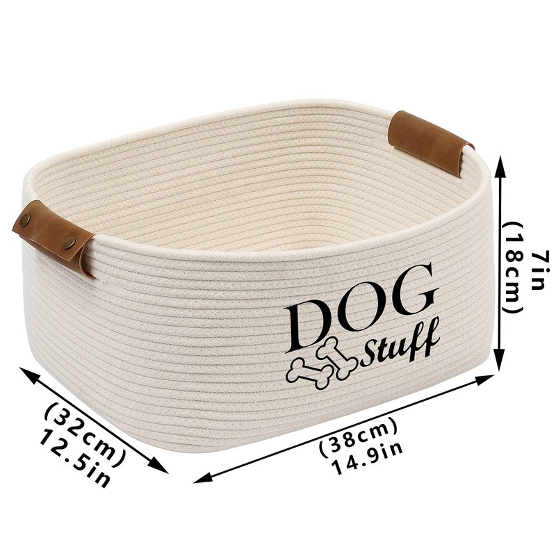 Geyecete Square Dog toy basket storage Cotton Rope Storage Basket