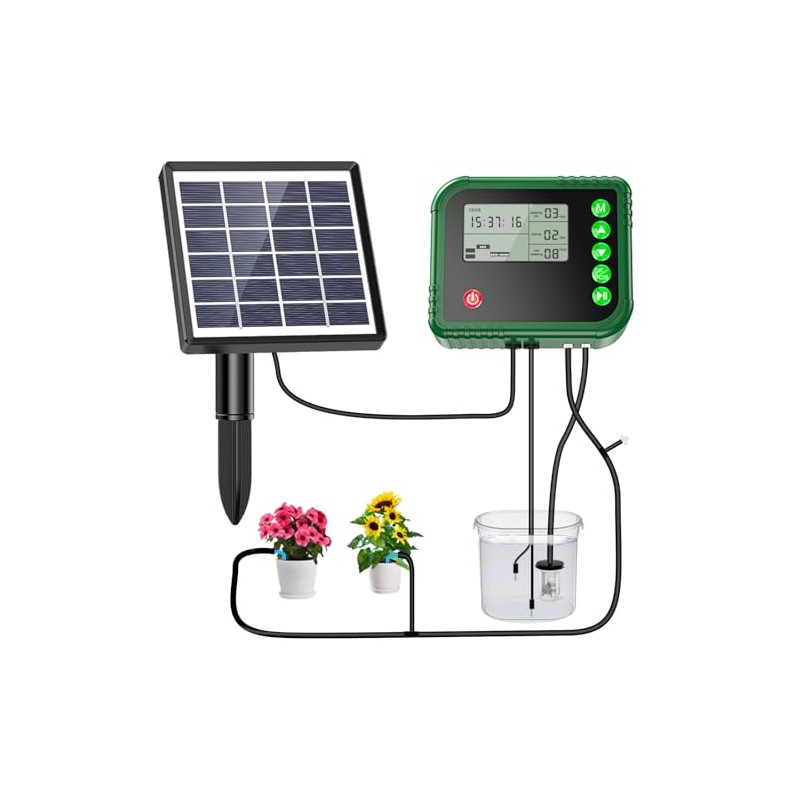 Lewisia Solar Automatic Drip Irrigation Kit with Timer and Water