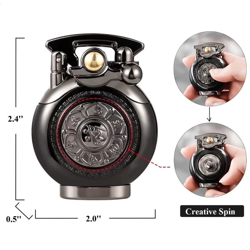 YANCONG Vintage Kerosene Lighter with Rotatable Compass, Cool Lighters for