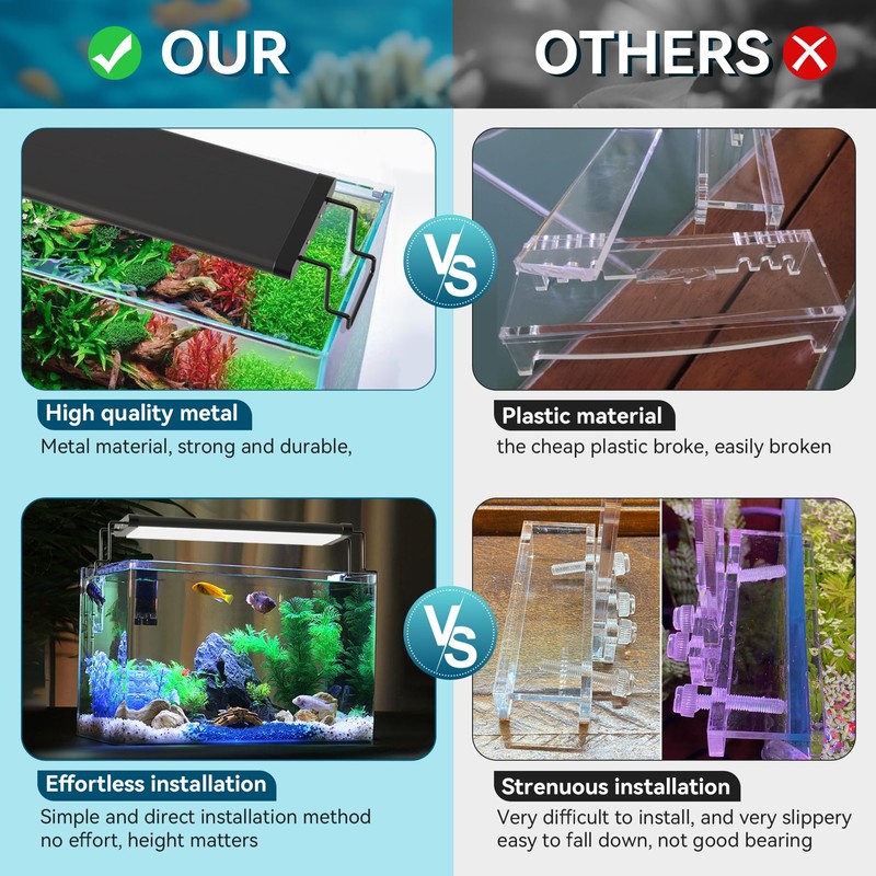 WooFog 2 Pcs Aquarium Light Riser for Rimmed/Rimless Tanks, Aquarium