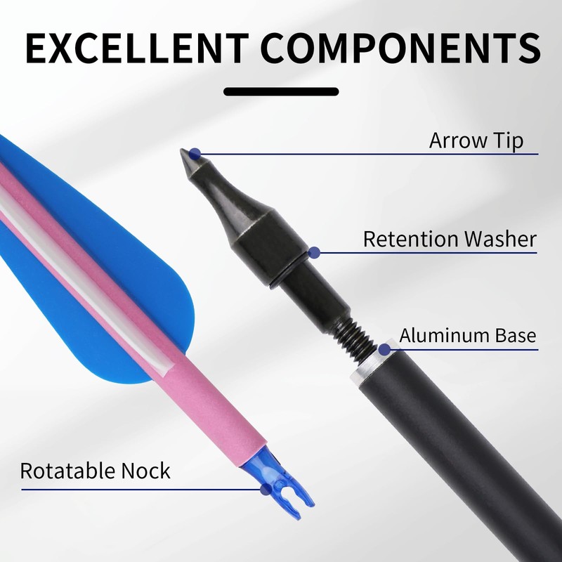 30 inch Carbon Arrow Practice Hunting Arrow, with Detachable tip,