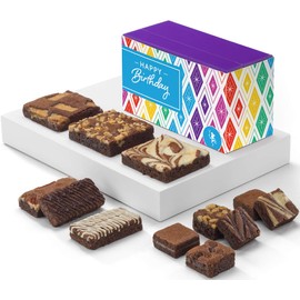 Fairytale Brownies Birthday Treasure Medley Individually Wrapped Gourmet Chocolate Food Gift Basket - Full-Size, Snack-Size and Bite-Size Brownies - 12 Pieces - Item HB311