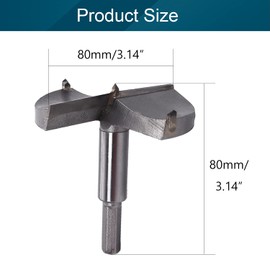 Utoolmart 80mm Forstner Drill Bits, Cemented Carbide Wood Cutter Tool, Hex Shank Woodworking Hole Saw Cutter, Length: 80mmLength Woodworking Hole Boring Bit, Gray