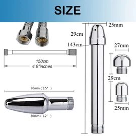 New Nozzle Clean Shower Head,2 Shower Heads 3 Aluminum Cleaner Flushing Cleansing System (Silver)