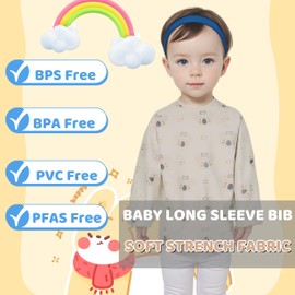 norinori Baby Weaning Bib With Sleeves Feeding Bibs - Waterproof Bibs Coverall bibs for baby toddler from 6-36 Months soft With Large Pocket Easy to Clean