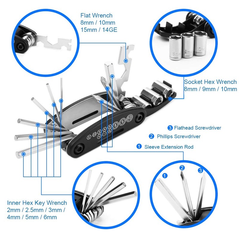 MMOBIEL 16 in 1 Multi Functional Bike Mechanic Repair Set